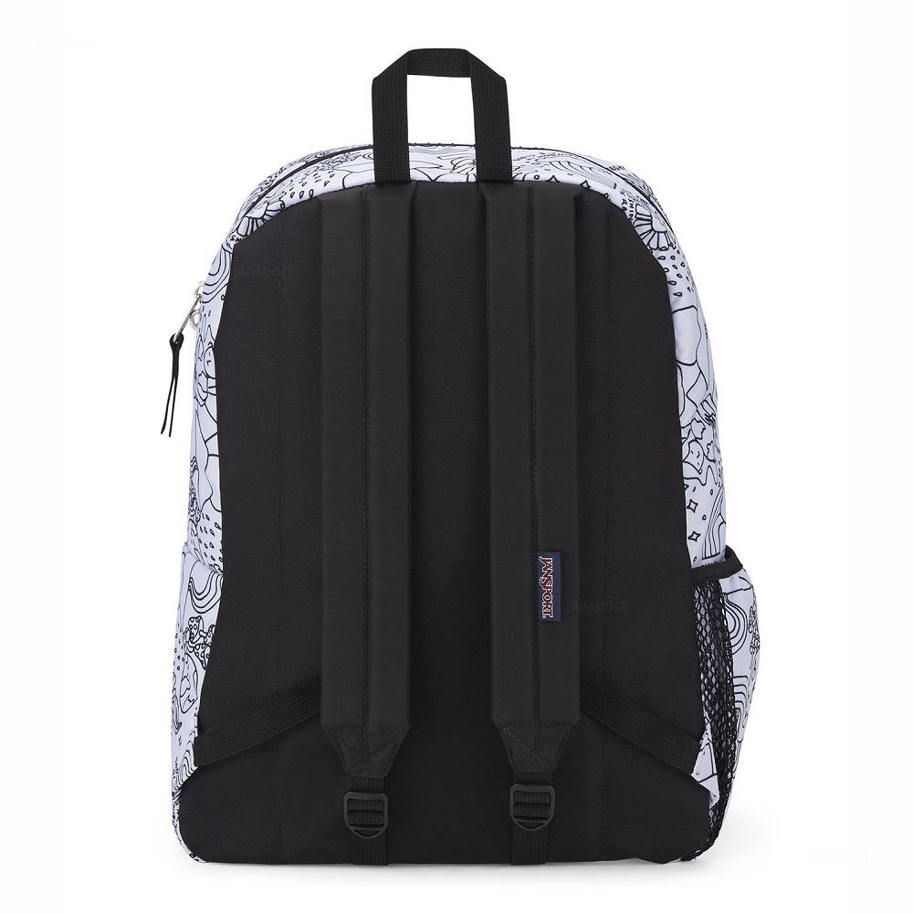 Sac à Dos Scolaire JanSport CROSS TOWN Blanche Noir | USF-48008096